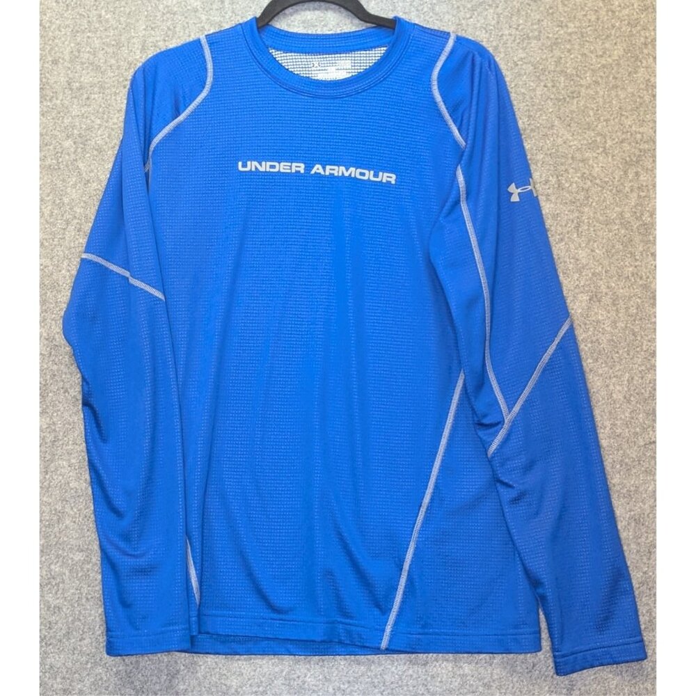 Under Armour ColdGear Shirt Men’s Large Blue Compression Top Activewear Gym Fit